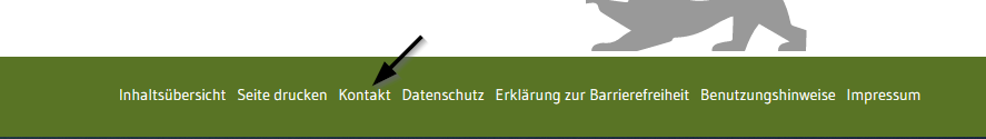 Bild mit Hinweis zu Kontaktformular Bild mit Pfeil zu Fundstelle für Kontaktformular